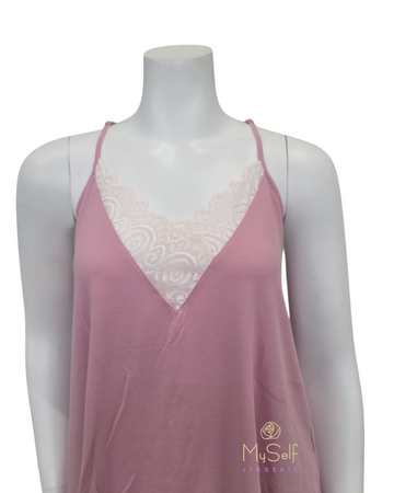 Flora Nikrooz Q81070 Floretta II Dusty Rose Knit Lace PJ's Cami Set MYSELFLINGERIE.COM